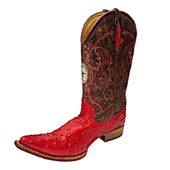 Sebastian’s Men’s Red Ostrich Cowboy Western Boots Size 10.5 US / 28 MX Leather - Picture 2 of 10